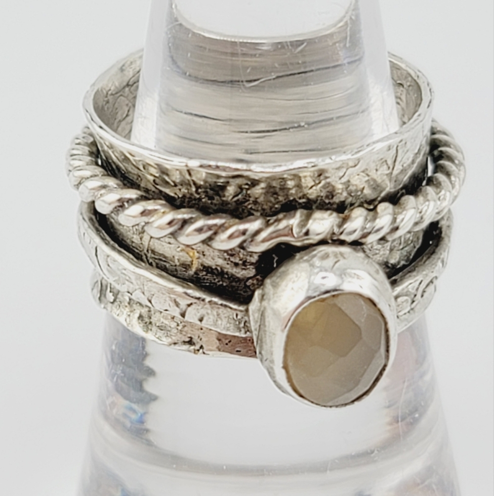 YELLOW SAPPHIRE ANXIETY RELIEF RING HANDMADE IN STERLING SILVER METAL SIZE 7 - Picture 1 of 6